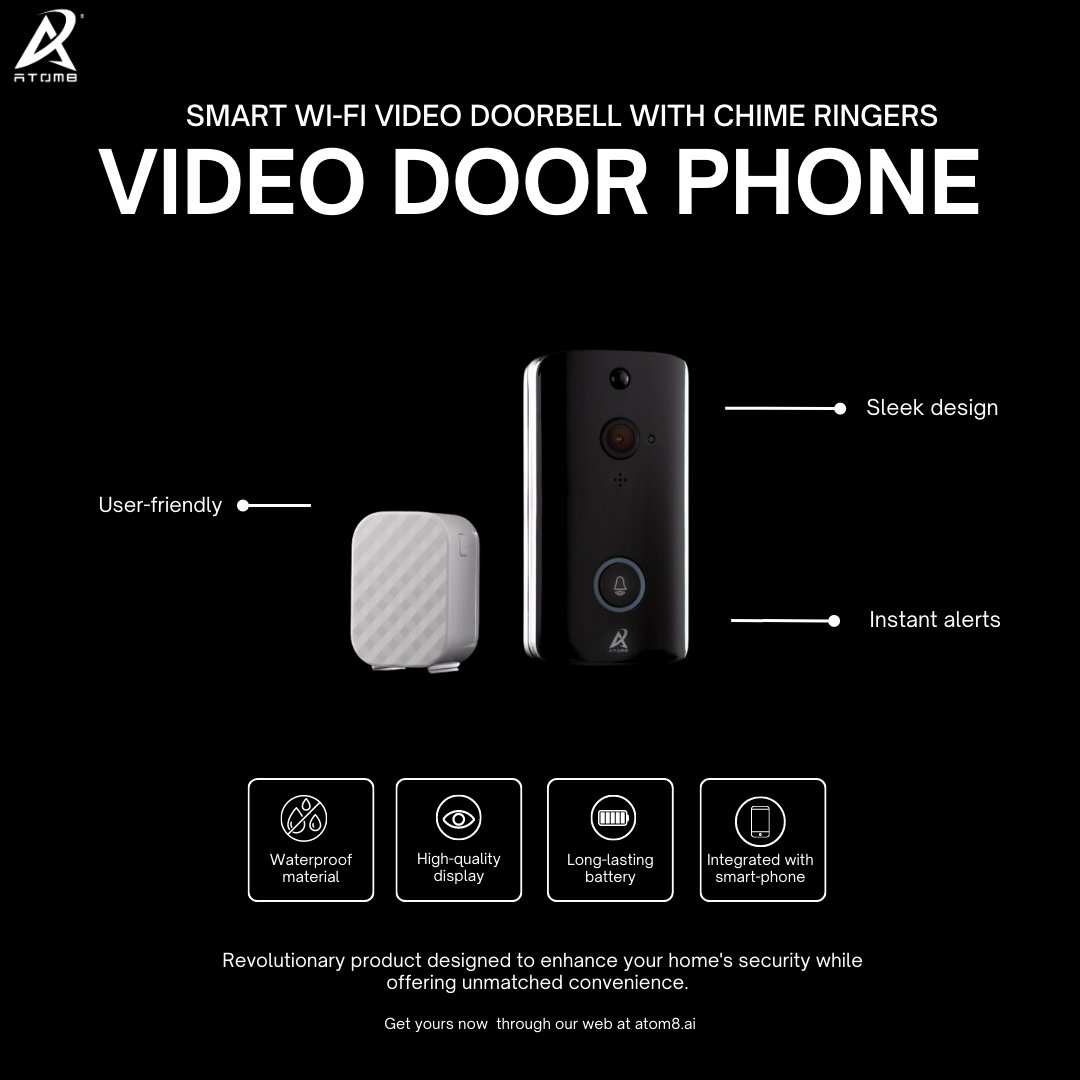 Smart WiFi Video Doorbell, the future of home security and convenience! Ready to elevate your home security and convenience? Visit our website to learn more and get yours today! atom8.ai #SmartHomeSecurity #VideoDoorbell #ConnectedLiving #StayConnected #Secure