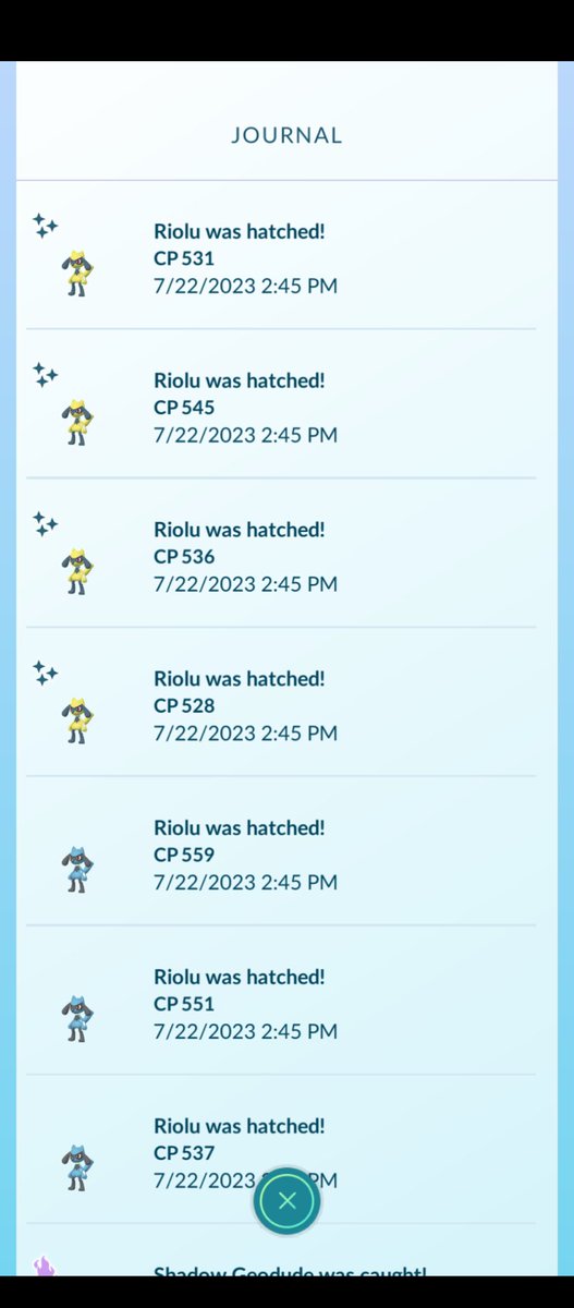 Shinyshanaya's tweet photo. WTFFFFFFFF 🤩🤯 4 in a row 🤯🤩 

#PokemonGO #shinyhatch #riolu #letsGo https://t.co/nLg5IhCC7T