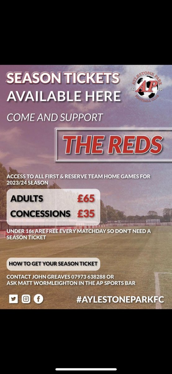 johngreaves4's tweet photo. @officialAPFC LEADING THE WAY! Over the last few weeks we have noticed other clubs following us in dropping there admission prices.APFC have offered Free Admission to All there pre season games and our season tickets are the cheapest in Leicestershire #followfootball https://t.co/JLLq26uHCh