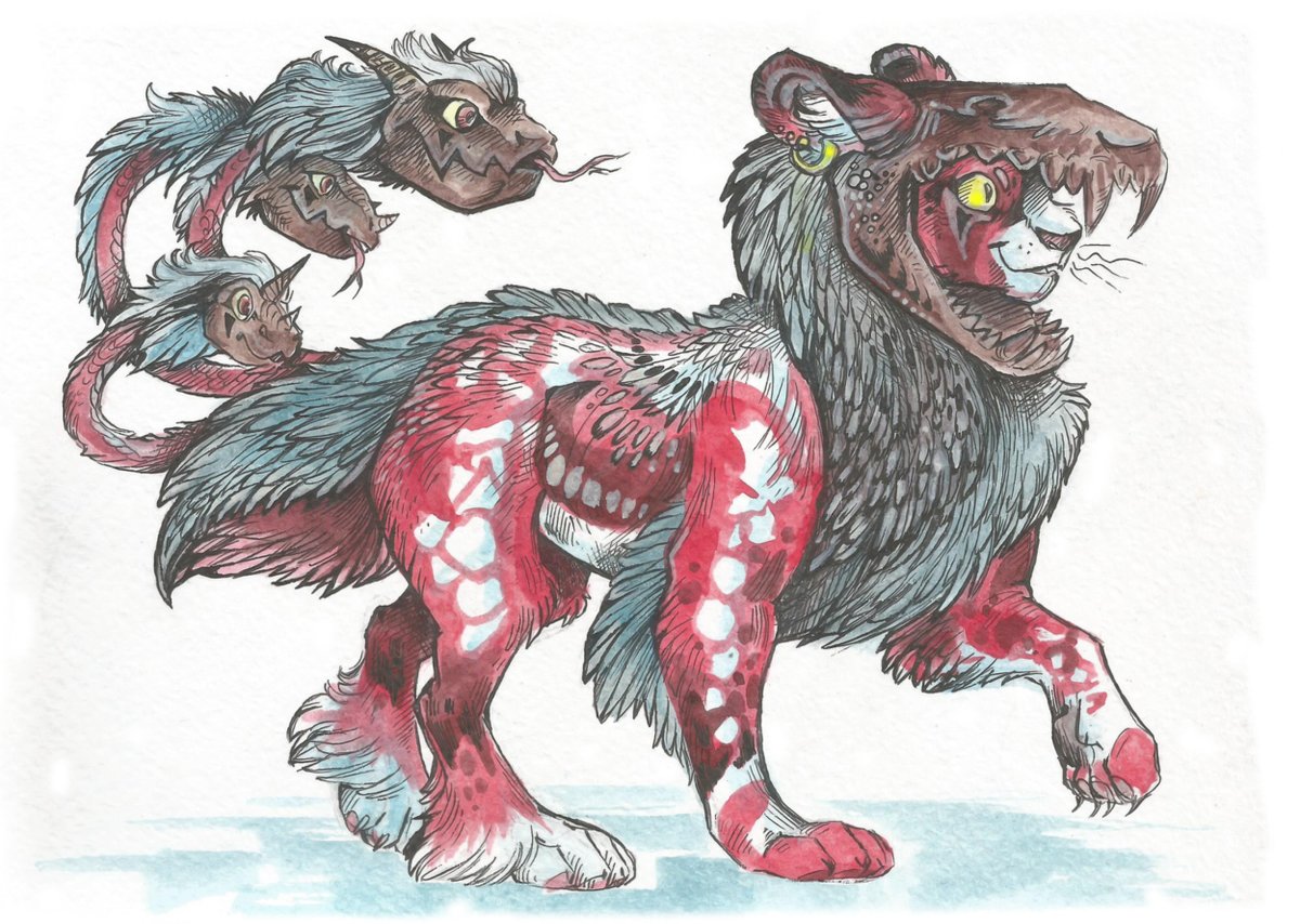 Taski_Guru's tweet photo. Old fantasy beast hybrid Halloween adopts (closed)
#helmet #threetails #adoptable #chimera #dragon #feline #monster https://t.co/njKaHX9YNO
