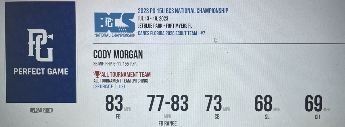 Cody Morgan (@cody3morgan) on Twitter photo 2023 Stats/ Awards
24.1 IP
18H
8ER
9BB
22K
All Tournament PG BCS
All Tournament PG WWBA
PG High Follow List
<a href="/TNXL_Baseball/">Brian J. Martinez</a> <a href="/e_fig02/">Fig</a> <a href="/baseball_vero/">Vero Beach Baseball</a> <a href="/PremierXSports/">Premier Exposure Sports</a> <a href="/dan_gitzen/">Dan Gitzen</a> <a href="/Bromans08/">Brandon Romans</a> <a href="/UCF_Baseball/">UCF Baseball</a> <a href="/VandyBoys/">Vanderbilt Baseball</a> <a href="/LSUCoachJ/">Jay Johnson</a> 2023 Stats/ Awards
24.1 IP
18H
8ER
9BB
22K
All Tournament PG BCS
All Tournament PG WWBA
PG High Follow List
<a href="/TNXL_Baseball/">Brian J. Martinez</a> <a href="/e_fig02/">Fig</a> <a href="/baseball_vero/">Vero Beach Baseball</a> <a href="/PremierXSports/">Premier Exposure Sports</a> <a href="/dan_gitzen/">Dan Gitzen</a> <a href="/Bromans08/">Brandon Romans</a> <a href="/UCF_Baseball/">UCF Baseball</a> <a href="/VandyBoys/">Vanderbilt Baseball</a> <a href="/LSUCoachJ/">Jay Johnson</a>