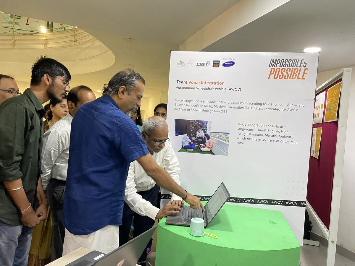 iitm_respark's tweet photo. Prof. Ashok Jhunjhunwala and the teams of #AWCV showcase the Autonomous Wheelchair Vehicle to our esteemed guest Mr. Sridhar Vembu!

Watch this space for more updates from Impossible is Possible, happening now at @iitm_respark https://t.co/IzimKwzbIL