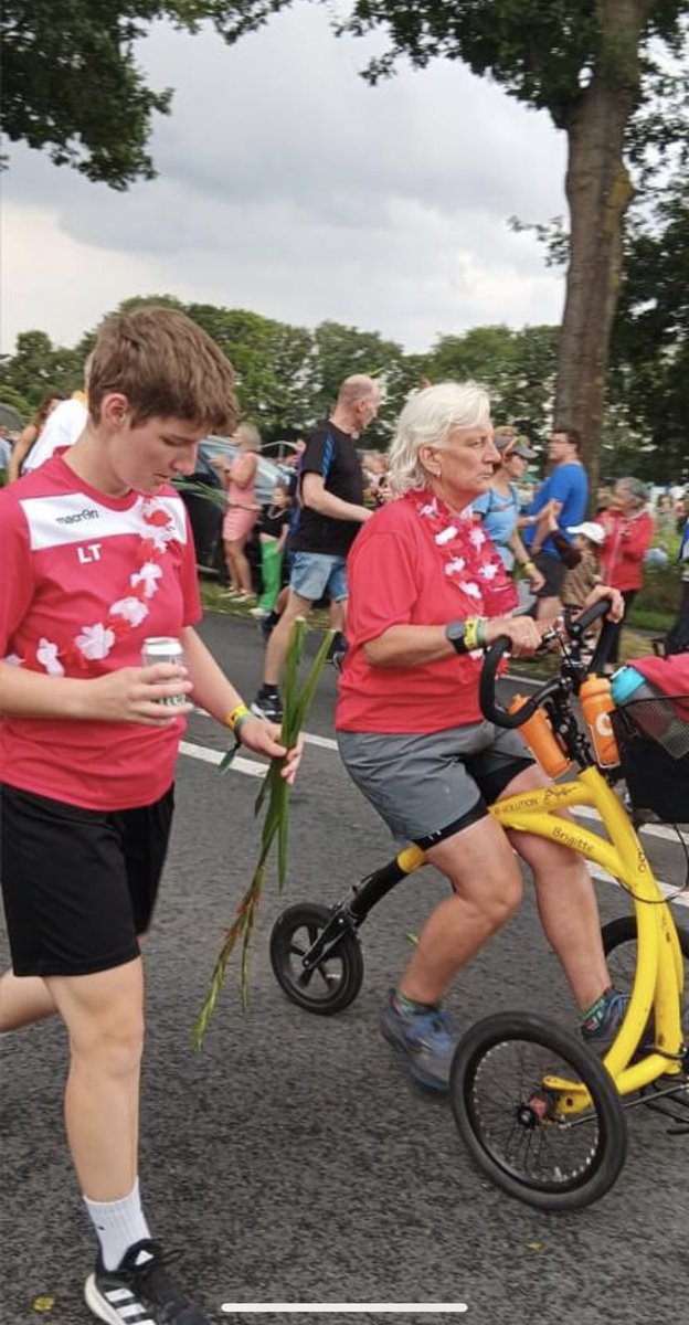 TheAlinker's tweet photo. Brigitte finished 160km in 4 days on her #alinker!!! Congratulations! For the first time during the 105th edition of the @ViaGladiola #walkoftheworld in #Nijmegen Brigitte was allowed with the Alinker that she needs after her #braintumor 45.000 walkers, 1 https://t.co/aeP95bEYpp https://t.co/Vlmt88Bubz
