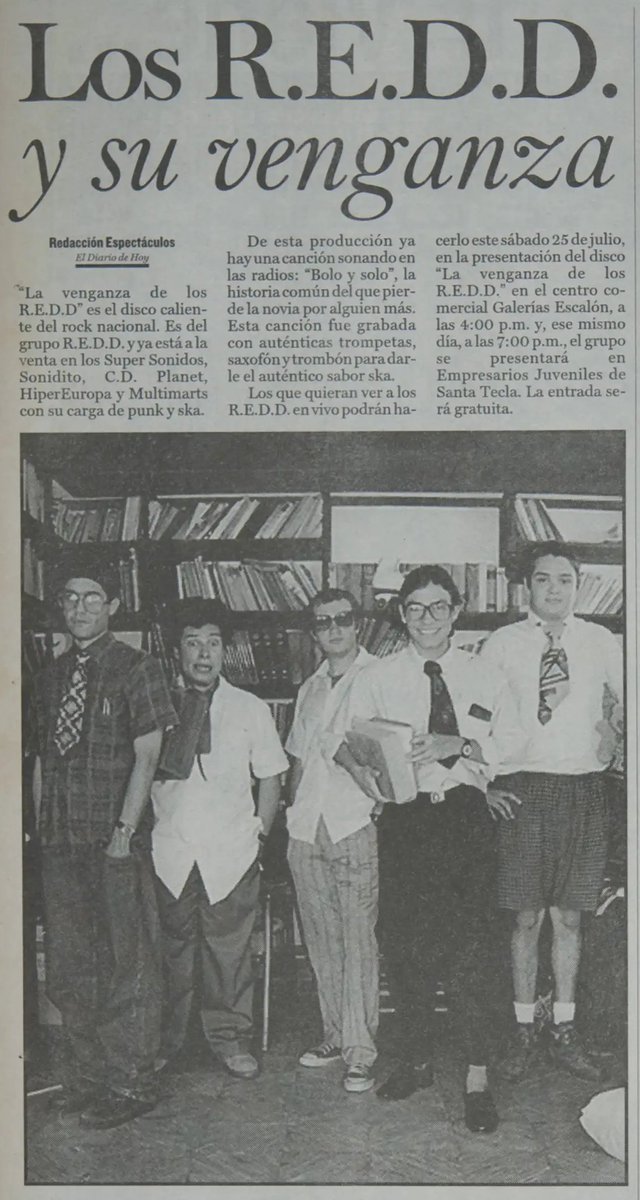 SALGAR1's tweet photo. Wow ya pasaron 25 años de "La venganza de @LosRedd", Esta singular banda y sonaba en las radios "Bolo y Solo" El CD calientito lo podían comprar en Supersonido, CD Planet, Hiper Europa, y tantos lugares mas... Saludos jóvenes https://t.co/wMdOnKqSdI