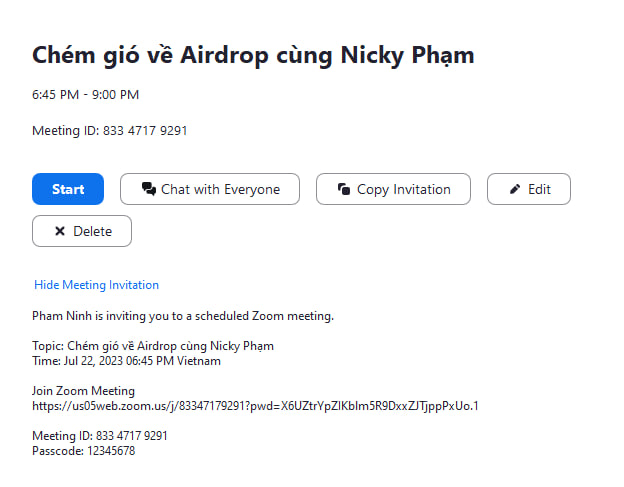 NickyPham_HC's tweet photo. 19:00 tối nay vào live chém gió về Airdrop cùng Nicky Phạm, có kiến thức và quà đem về nữa

🎁 Quà tặng: 5 slot sử dụng FREE Genlogin (100 profiles).

🔗 Thể lệ: Tym, Retweet và Comment tag 2 người bạn là được nhé!

⏰Thời gian: 19:00 tối nay 22/7 tại nền tảng Zoom.

📍Tối live ở trên Zoom: https://t.co/veqEYLJsuM

Meeting ID: 833 4717 9291
Passcode: 12345678

Buổi đầu giao lưu chém gió cùng nhau, đưa ae tiếp cận với việc cày Airdrop dễ dàng hơn nhé!
