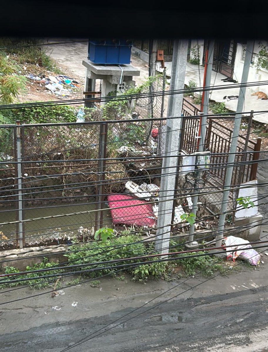 mjdirtyindian's tweet photo. @KTRBRS we can't thank enough the hardworking ghmc team, trash keeps piling up at our end of the Nala stretch at SaiSagar Enclave b/w Mansarovar Hts rd &amp; MilitaryDairyFarm Rd, connecting to Bownpally lake. Sol: Plz install more trash bins every 1km &amp; properly manage them. https://t.co/uvLy7WBIgx
