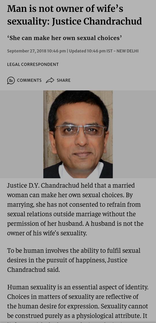 Spouse nahi Wife kaho aunty.

Because Women have been given Licence to Adultery by eminent judges like Dipak Mishra, D Y Chandrachud etc vide Joseph Shine Judgement.

Meanwhile Men get convicted in 498A & Domestic Violence if found to be doing Adultery.

Aayi badi What if wali.