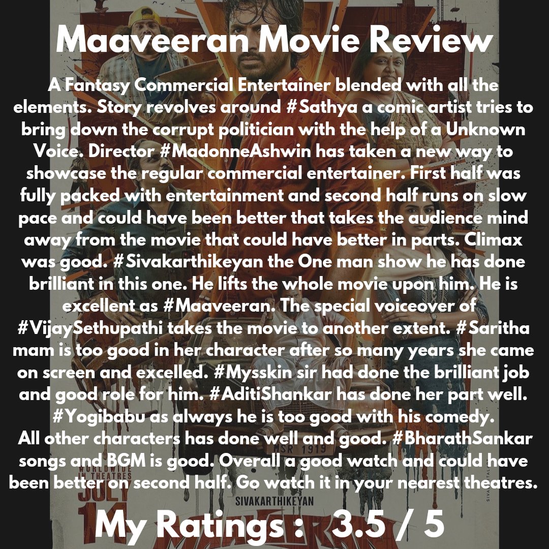 #Maaveeran #Mahaveerudu #MovieReview
#Sivakarthikeyan #MadonneAshwin #AditiShankar #Mysskin #saritha #Sunil #Yogibabu #ShantiTalkies #cinemasamachara