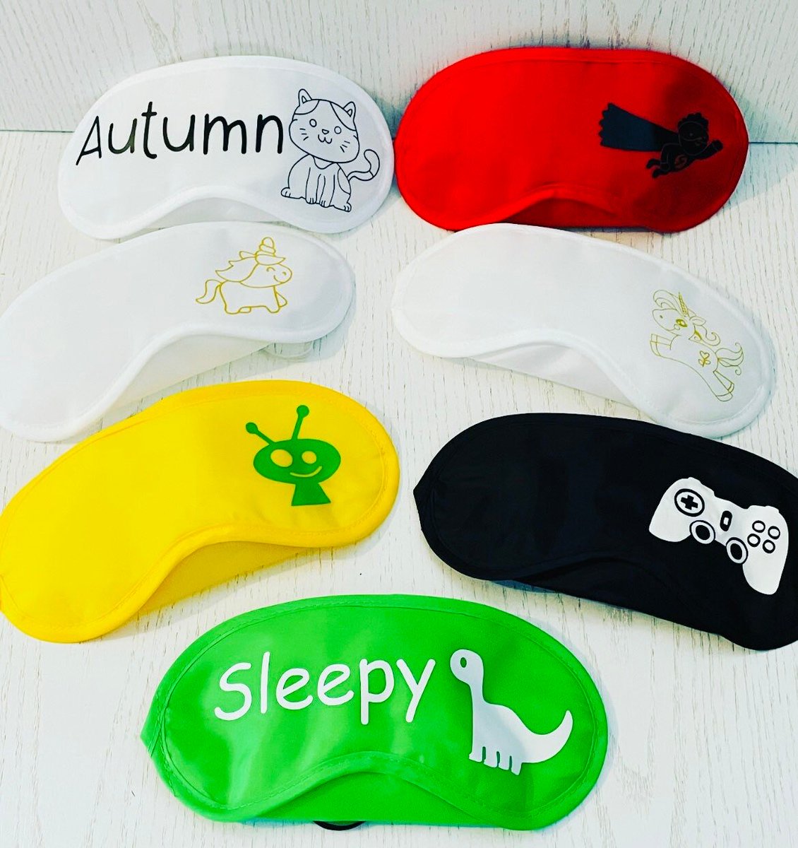 Lovely personalised sleep masks for children. Themed eye masks, sleepover gifts. #childsleepmask #sleepovergifts #personalisedgifts #eyemask #saleonnow #etsy etsy.com/listing/118124…
