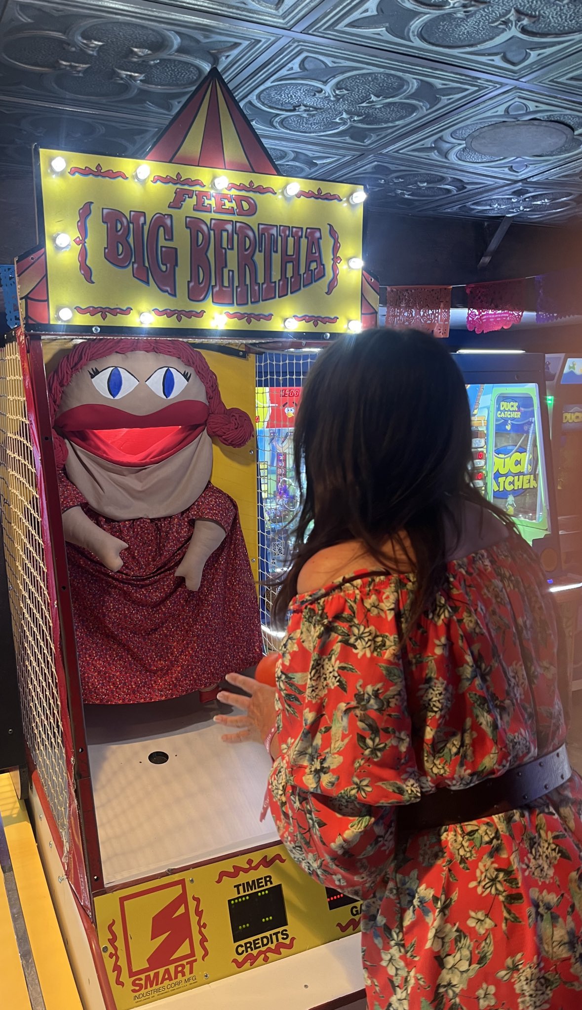 M2 on X: Feeding “Big Bertha” balls until she explodes was my favorite game  (act shocked yall 😱😂) and they refurbished her and kept her in the arcade  - I was jumping