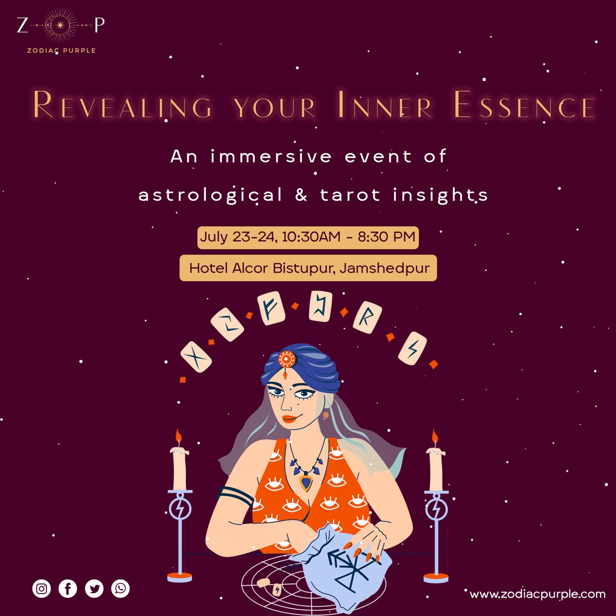 Unveil the Mysteries of the Cosmos! 🔮🔍 Join us at #ZodiacPurpleEvent for an enchanting journey into Astrology & Tarot. Book now to embrace the #AstroMagic and #TarotVibes that await you! 🌠✨ #CosmicRevelation #SpiritualEvent  #astrology #tarotreader