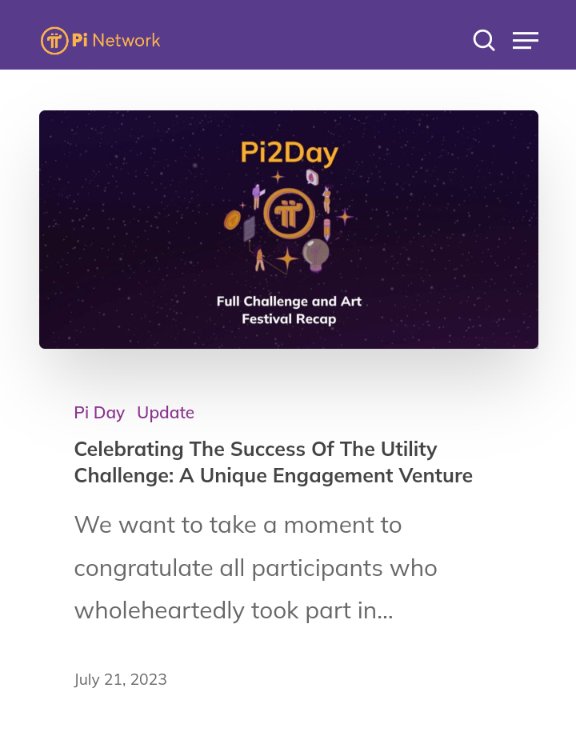 Announcement: A new article is available on minepi.com/blog

'Celebrating The Success Of The Utility Challenge: A Unique Engagement Venture'

$Pi #PiNetwork #Pi2Day2023