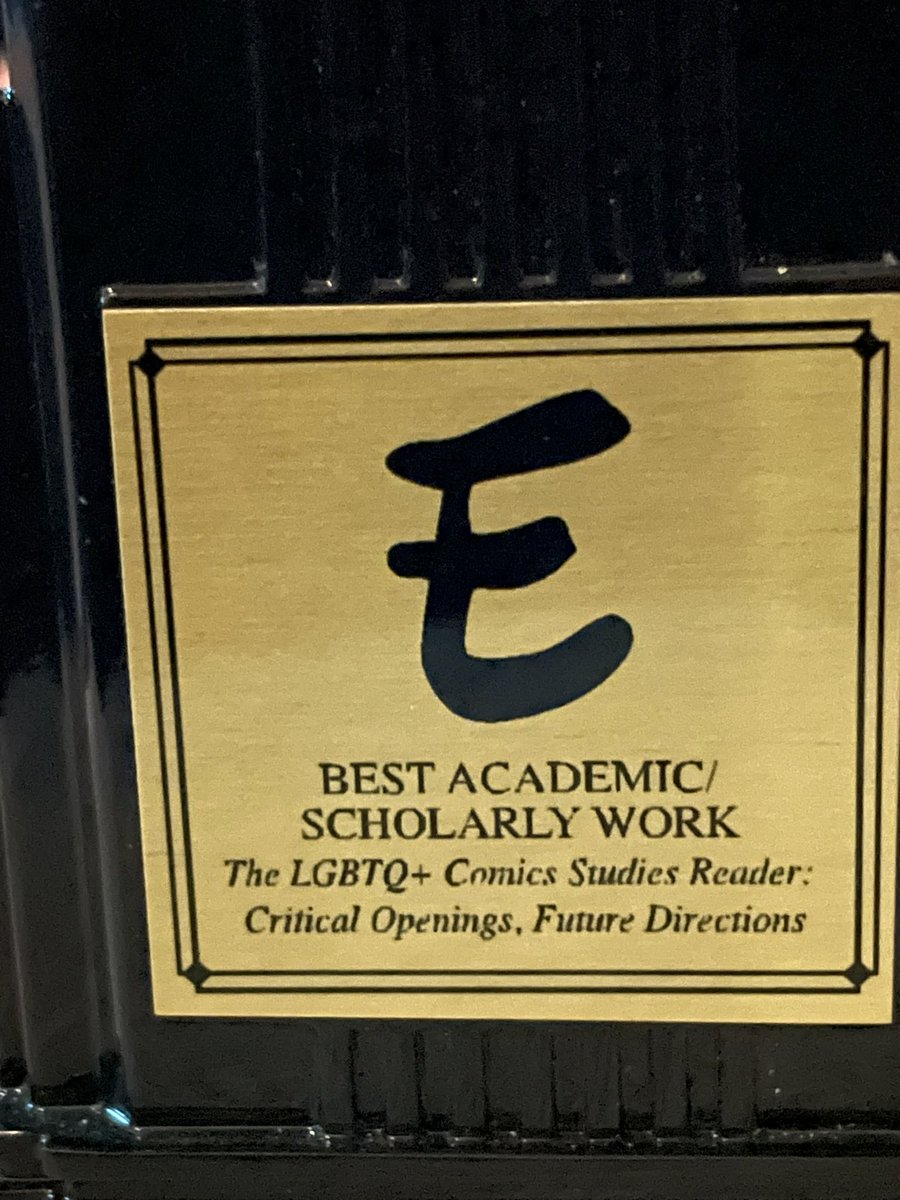 What an honour! The LGBTQ+ Comics Studies Reader just won the Eisner award for Best Scholarly / Academic Work! Congratulations to all of our fabulous contributors! @jnthnwrrn @AnnAbate @justincomics @JenCamperX @magdor @AlisonBechdel @melikhovo @NewMutantRamz @DrSheenaHoward