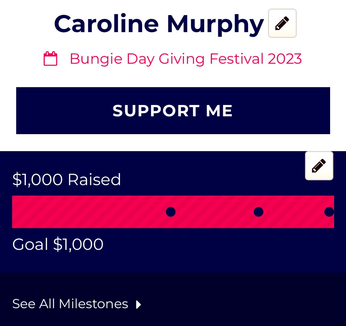 carimurph's tweet photo. We just hit our grand total of $1000 in donations!
🥹🥰😇🤧
Our original goal was $500 and we’ve doubled it, I’m blown away. THANK YOU, EVERYONE!
#MurphsTurf
@Bungie @BungieLove @DestinyGameUK @destinythegame https://t.co/bpgXSL5zjF