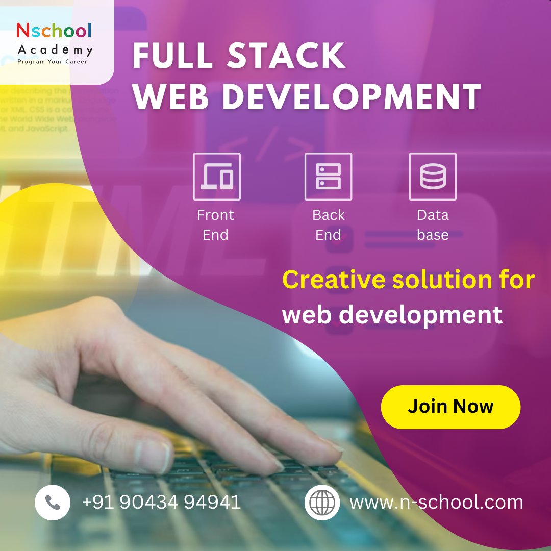 Nschool12's tweet image. Unlock the full potential of web development with our creative and comprehensive solution! 🌐💻
Contact Now: 090434 94941
For More Details: n-school.com/full-stack-dev…
#fullstackdevelopment #trainingcourse #fullstackdevelopercourse #Fullstacktraining #fullstackwebdevelopment