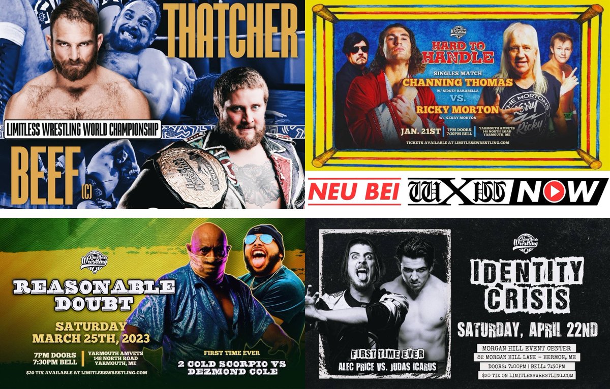 🚨 Neue Highlights auf #wXwNOW! 🚨

Erlebe die actiongeladene Welt von <a href="/LWMaine/">Limitless Wrestling</a> auf wXwNOW mit 4 Events exklusiv für Kanalmitglieder!

u.a. mit <a href="/AvaEverett_/">𝓐𝓿𝓪 𝓔𝓿𝓮𝓻𝓮𝓽𝓽</a> vs. <a href="/Kelly_WP/">𝐊𝐈𝐋𝐋𝐄𝐑 𝐊𝐄𝐋𝐋𝐘</a> um die wXw Women's Championship + BEEF vs. Timothy Thatcher bei #WindsOfChange

👉 join.wXwNOW.de
