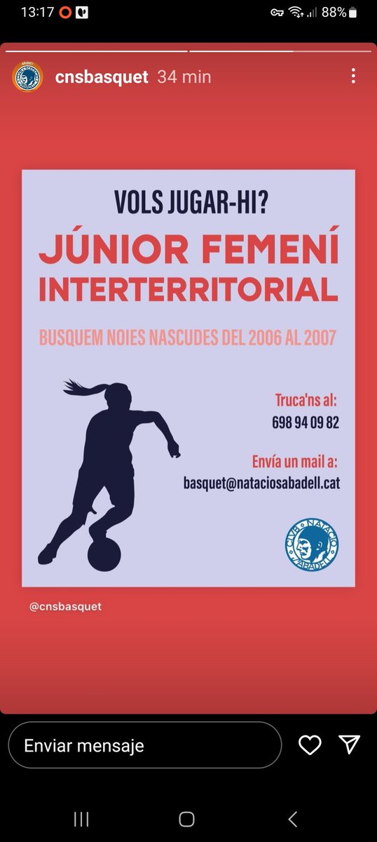 Necesitamos dos jugadoras para cerrar equipo Junior InterTerritorial Fem. 🏀🏀
#somclub