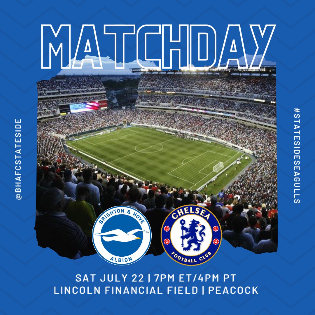 𝗜𝗧’𝗦 𝗠𝗔𝗧𝗖𝗛𝗗𝗔𝗬 𝗜𝗡 𝗣𝗛𝗜𝗟𝗟𝗬!!! 🔵⚪️🔵⚪️🔵⚪️

@PLinUSA Summer Series is finally here and @OfficialBHAFC are taking the pitch Stateside! Who’s joining us today in Philadelphia? 😄

#BHAFC #StatesideSeagulls #BHACHE #PLSummerSeries