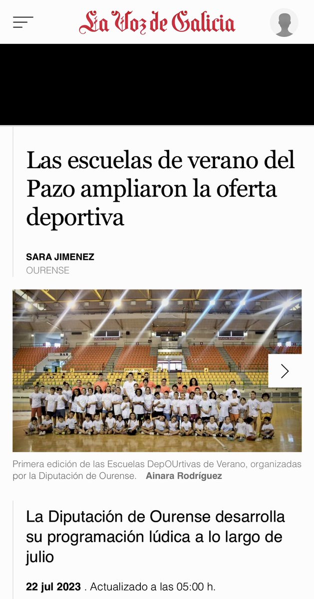🗞As Escolas de veràn #DEPOURTIVAS, o programa de lecer, deporte e conciliación que desenvolvemos no <a href="/PazoPacoPaz/">Pazo Paco Paz</a> Paz, no diario <a href="/lavozdegalicia/">La Voz de Galicia</a> ☺️

<a href="/DeputacionOU/">Deputación de Ourense</a>