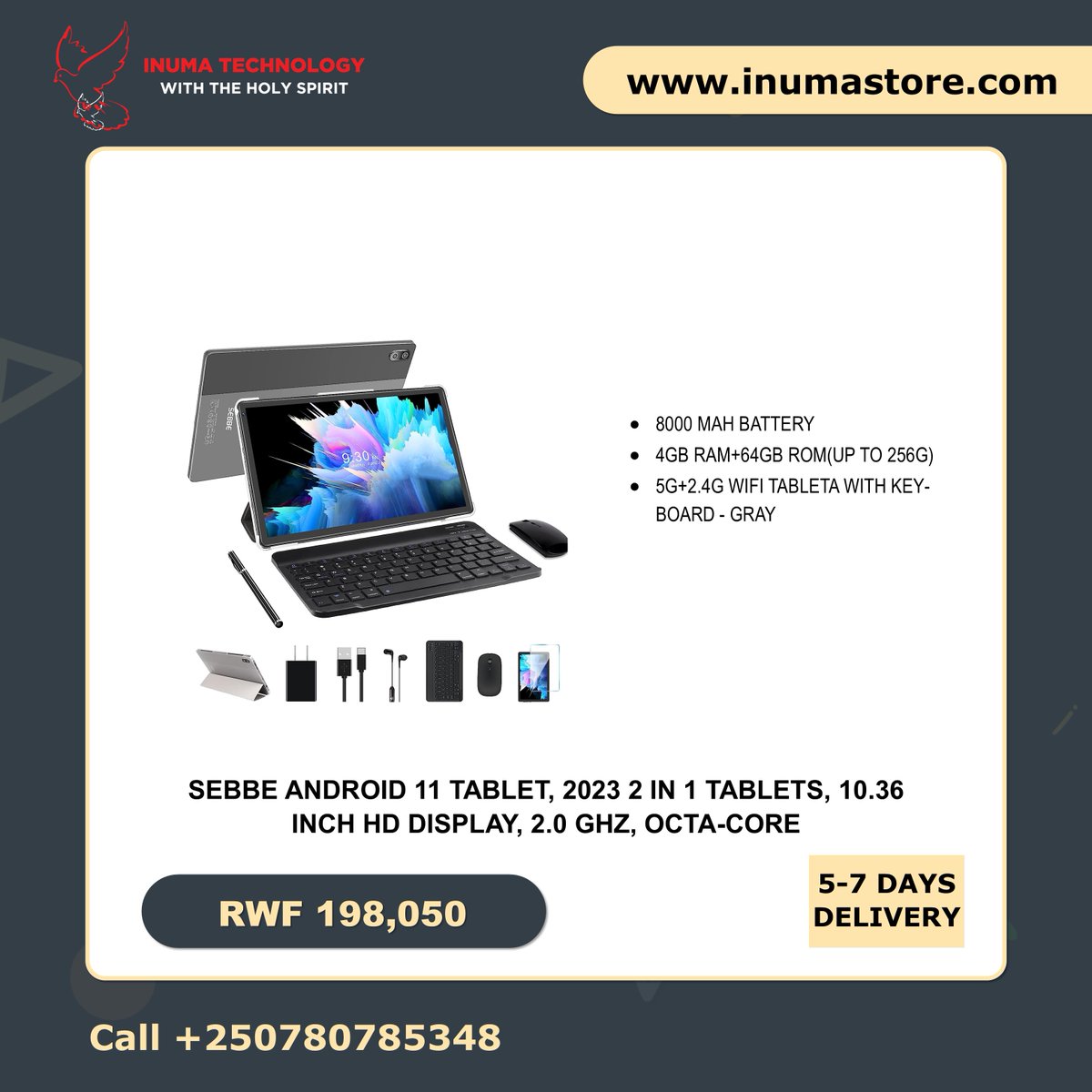 InumaTechnology's tweet image. #RwOT
The OS that gets to what’s important.

Meet SEBBE S23 Android 11&apos; tablet.

Go straight to the stuff that matters most.

You can order this from Amazon.com at inumastore.com. Delivery is within 5-7 days, and you pay as you wish.
#Kigali #Rwanda