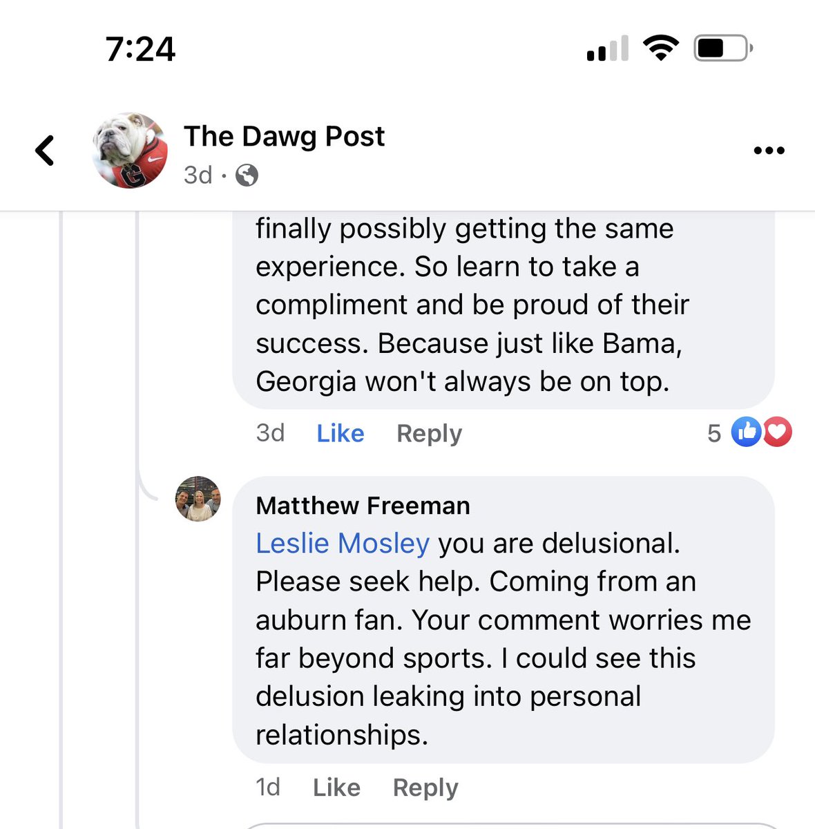 lhmosley's tweet photo. When an #Auburn fan tries to call you delusional, you don’t let that go. 🙄 #GoDawgs #suckitAU #Iainttheone https://t.co/BUGYkNThI4