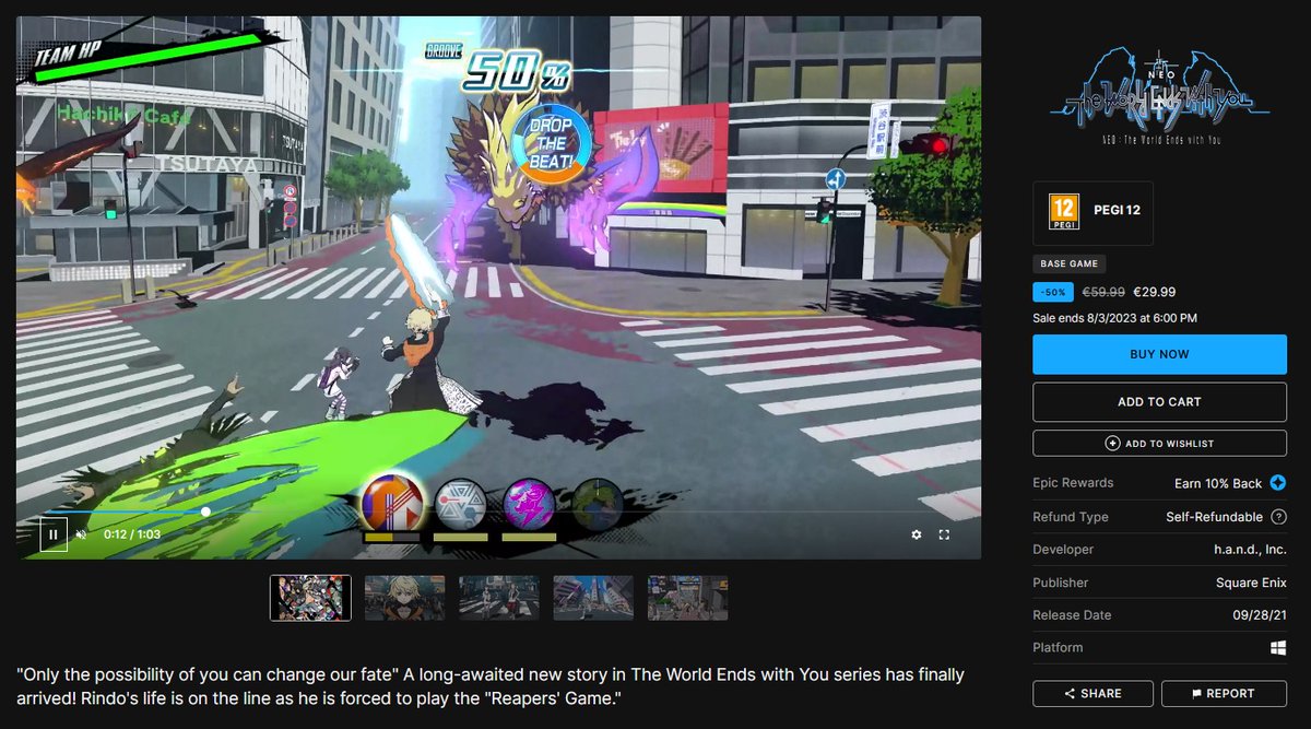 Retwewy's tweet photo. NEO: TWEWY - 50% off on Epic - https://t.co/goBOFjAjPl #TWEWY #NTWEWY https://t.co/yomrTt1NSS