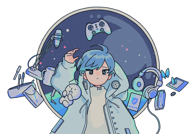 「blue hair game controller」 illustration images(Latest)