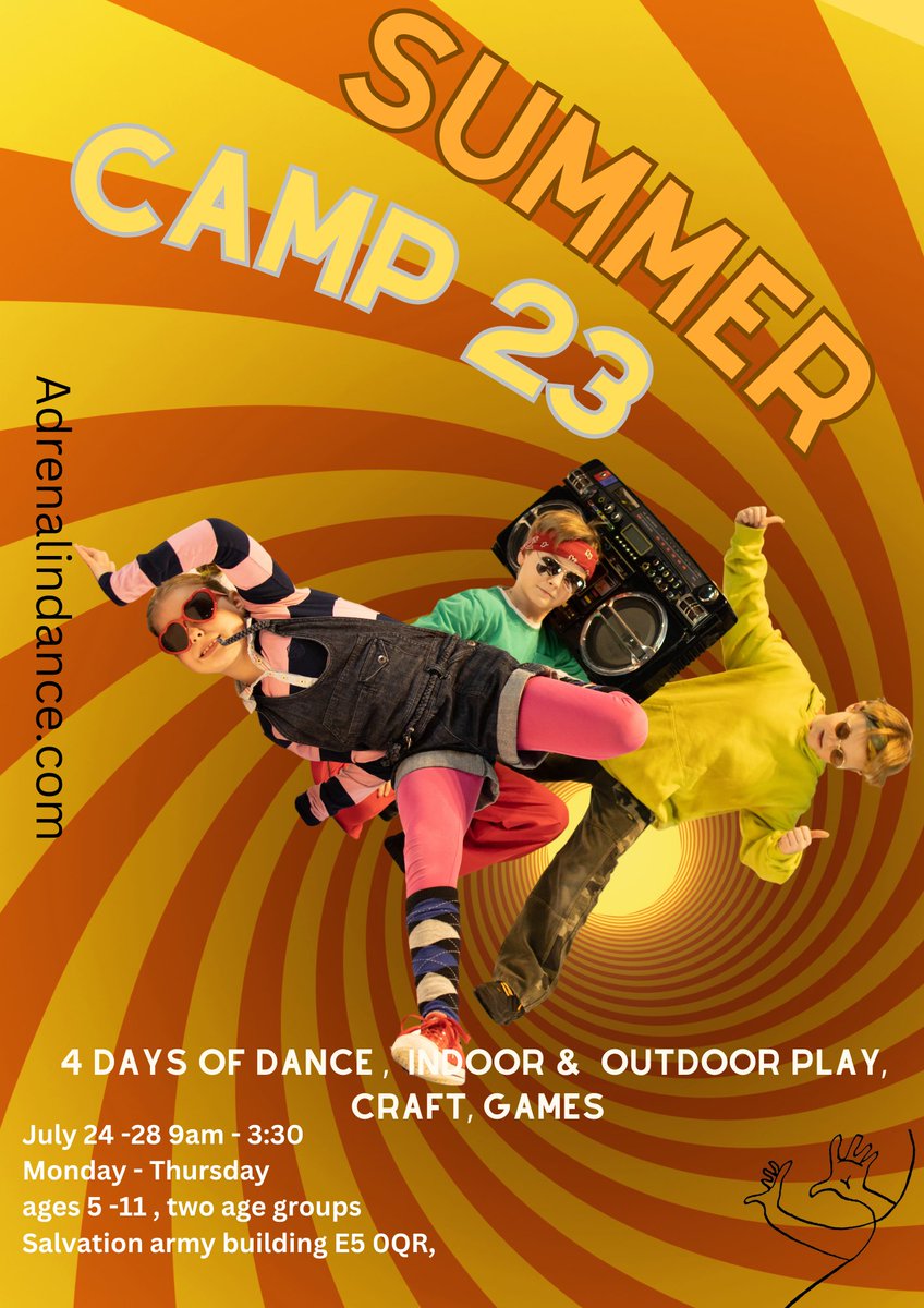 Summer camp 4 days of dance, craft outdoor play for ages 5-11 in Clapton E5  ,sibling discounts and concessionary fares available . #hackney #summerkids 
<a href="/LoveHackney/">Love Hackney</a> <a href="/HackneyFIS/">Hackney Education Family Information Service</a>