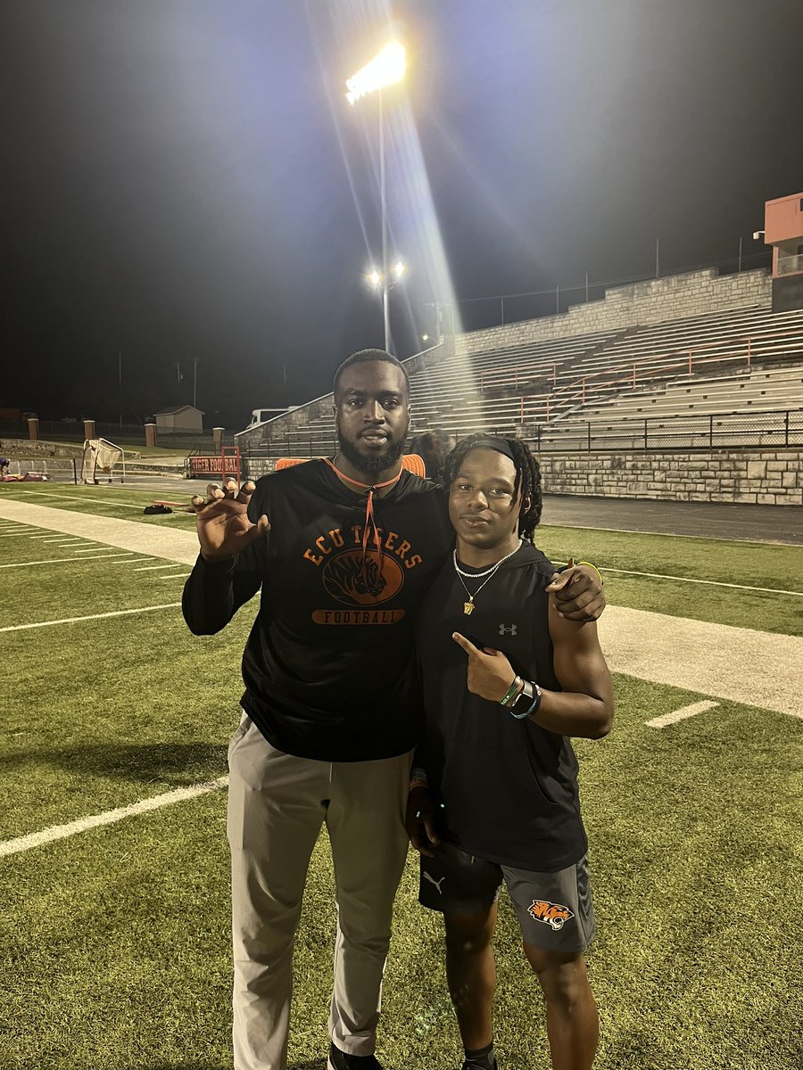 I had a great time in Ada. Big thanks to <a href="/Coach_Mashack/">Kwesi Mashack M.Ed.</a> &amp; <a href="/CoachTHendrix/">Aretavious Hendrix</a> for coaching me up. Hope to be back. <a href="/ECUTigersFB/">ECU Tigers Football</a> #GeauxTigers