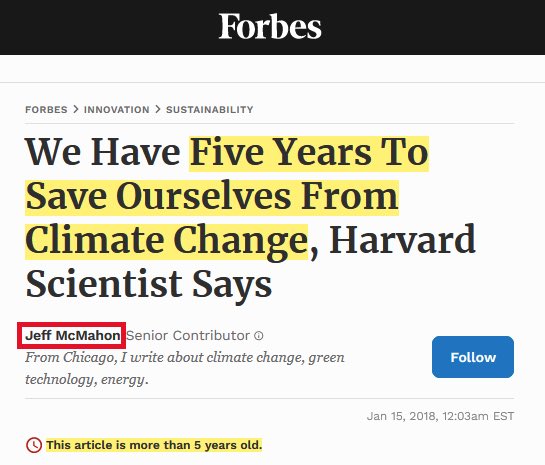 In 2018, Prof. Anderson from @Harvard warned we had five years to combat climate change and predicted no Arctic ice after 2022. It's 2023 now - and his predicted apocalypse hasn't occurred. How about setting the record straight on your Forbes piece, @JeffMcMahon_Chi?