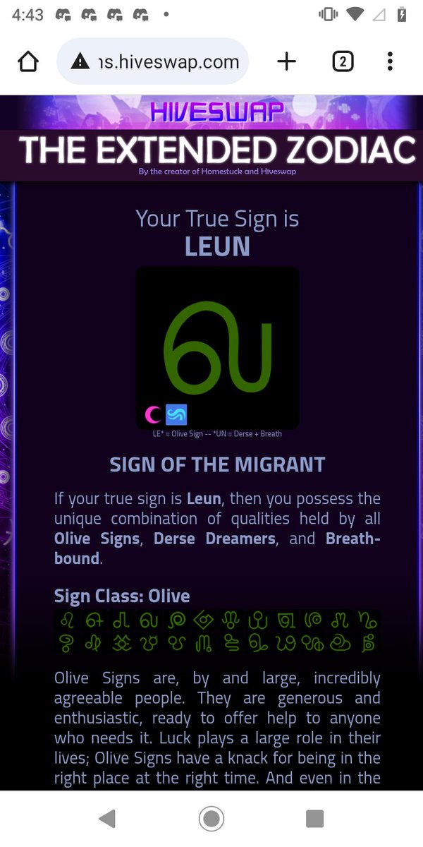 So... For anyone who is a fan of Hiveswap I took the Extended Zodiac Sign quiz and these are my results.