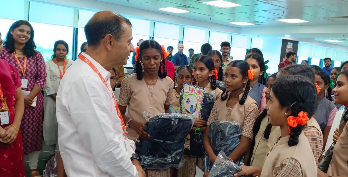 exl_service's tweet photo. Rohit Kapoor, vice chairman and CEO at EXL, interacted with student beneficiaries of our education project during his visit to the Chennai office. As a leader, Rohit encouraged the students and motivated them to study hard and excel in all aspects of life.
#Education https://t.co/wf7vTl9L2f