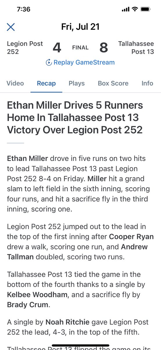 Legion Florida state tourny yesterday - two games 5/7  9rbis 2 doubles, 2singles and a grand slam
#bishopstatement