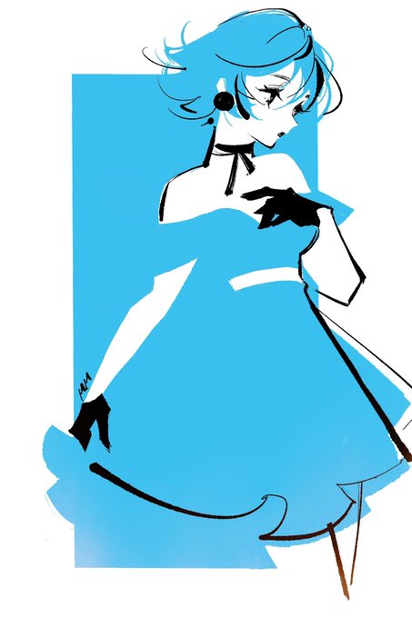 「青ドレス リボン」のTwitter画像/イラスト(人気順)