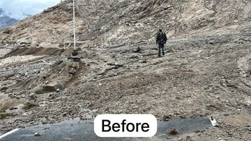 Fire and Fury Sappers through their efforts restored connectivity on the Leh-Nubra road in Ladakh which was heavily damaged due to heavy rains & mudslides  caused by a cloudburst on the night of 21- 22 July between Skampari & Ganglas Village: Indian Army officials https://t.co/drKTyTqtH7