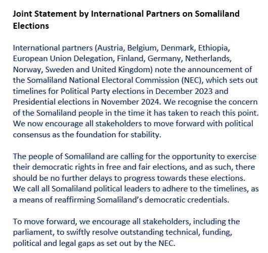 Statement from International Partners on #Somaliland elections 👇