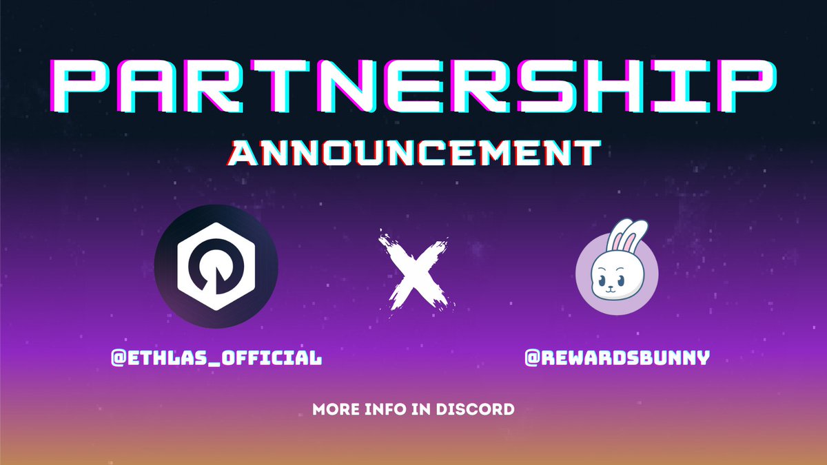 Ethlas_Official's tweet photo. We are joining forces with @rewardsbunny to form a strategic partner and provide more benefits for all our holders. 🚀 

More info in our Discord: https://t.co/76rOjiCfcF https://t.co/70Ryoxko9w