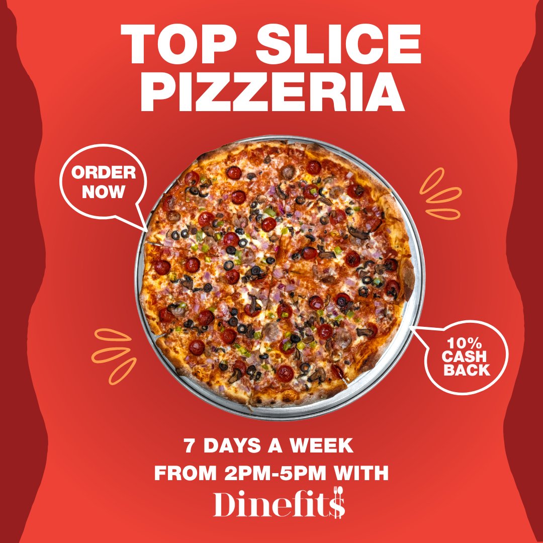 dinefits's tweet photo. 🍕 Slice by slice, we're indulging in the best pizza at Top Slice St. Pete! 🍕💰 
Thanks to Dinefits, every bite comes with cashback rewards! 🎉🤑 
#DinefitsCashback #stpetefl #downtownstpete  #Dinefits #CashbackDeals #SupportLocal #cashbackrewards https://t.co/iwRB15vx4C