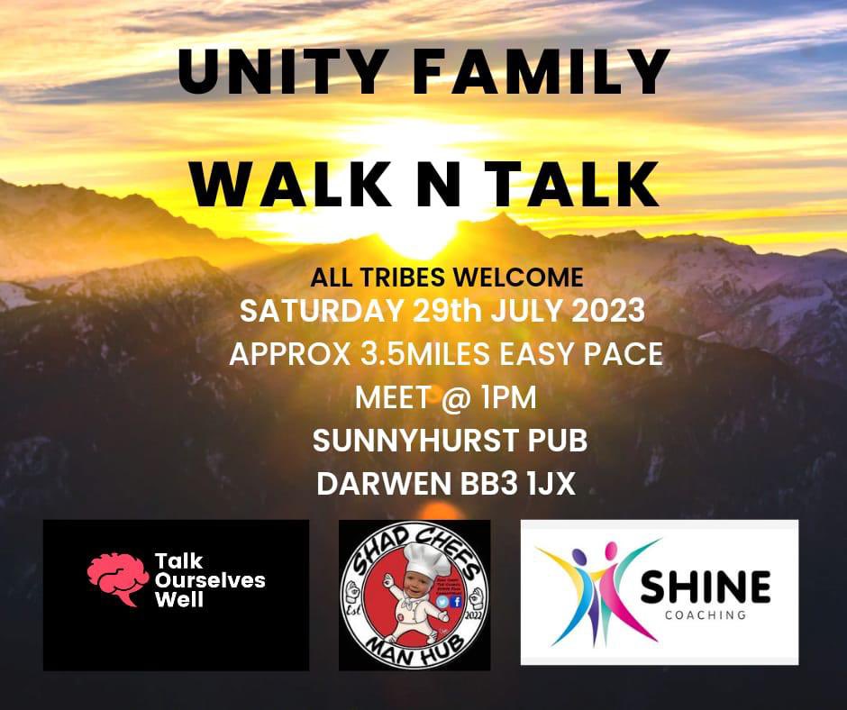 shinecoaching1's tweet photo. Join us next Saturday for our #UnityFamilyWalknTalk Everyone welcome.

@TalkOurselves 
#MensMentalHealth https://t.co/AzpUxUS6Tf