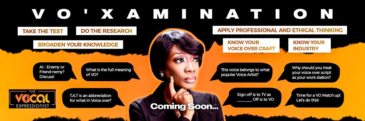 tve_life's tweet photo. THE VO’XAMINATION

Know your industry! 🧠 

Know your #voiceover craft! 🧠 

Take the test! ✍🏽 

Do the research. 👁️

Broaden your knowledge. 🤯

Apply professional and ethical thinking. 🦾

#TheVocalExpressionist #examination #voxamination #comingsoon #vofocus #learningneverends https://t.co/BpHGxNQ8Rc