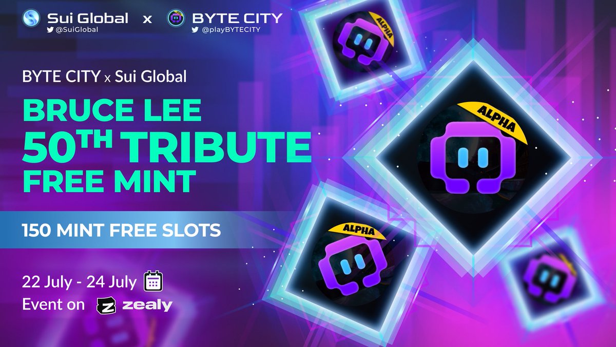 thedailyblock's tweet photo. ❗️Exciting collaboration alert!

🎉 @playBYTECITY x @SuiGlobal have come together to bring you an exclusive gift. 

We're giving away 150 free mint slots NFT: BRUCE LEE 50TH to our beloved community as a celebration of this special partnership!

The giveaway is divided into 3 quests that will appear on Zealy.

🎁 Participate in our giveaway on Zealy: https://t.co/eTbIFN2rJA

Only Alphas and Suirfboard NFT Holders  can receive the WL.

Stay tuned and show us your support as we pay homage to the one and only Bruce Lee. Let's make this collaboration unforgettable!🌟

#BruceLee50thTribute #FreeMint #PlayByteCity #SuiGlobal  #LimitedEdition