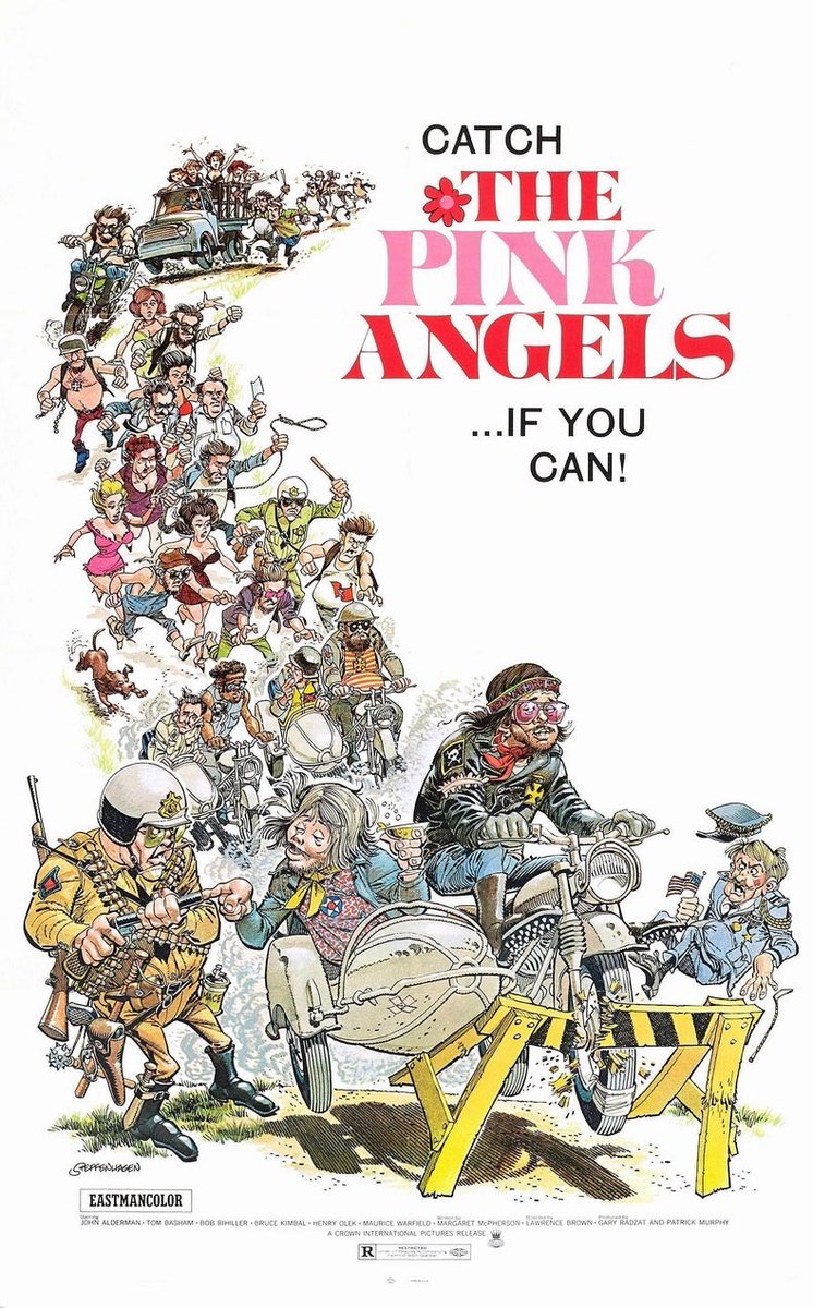 My double feature yesterday was Barbie and the 1971 gay biker exploitation film Pink Angels. Sadly the second film didn’t actually feature much pink.