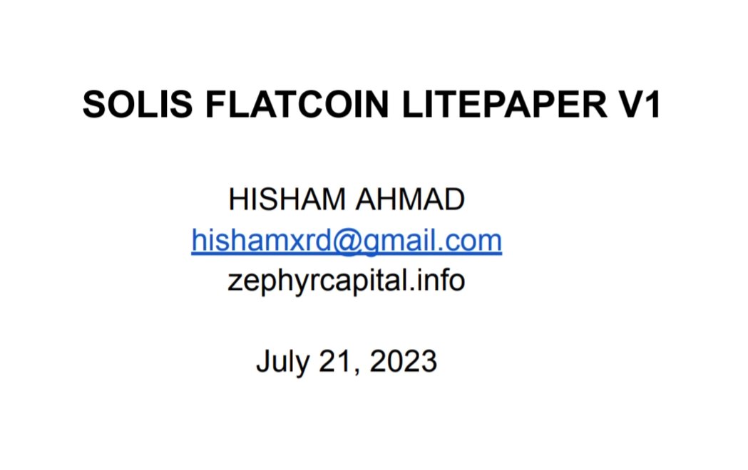 The anticipated Solis Litepaper V1 has been released. Please read, provide feedback and spread the word across the Radix and defi communities

zephyrcapital.info