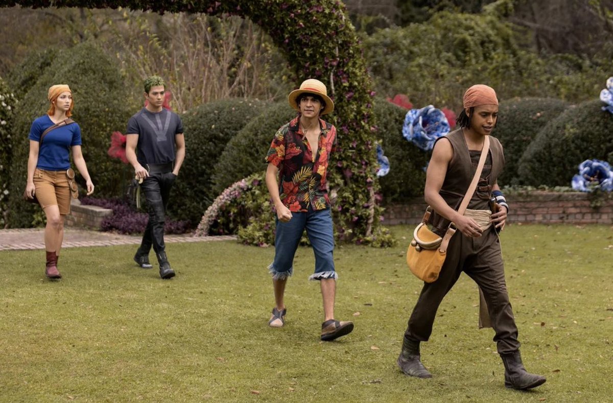 newworldartur's tweet photo. The Straw Hats in Kaya's Garden in the One Piece Live Action https://t.co/Zn5TaGVYsg