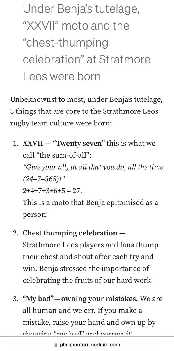 Good question 😅 To explain this…we’ll have to remember the late Benjamin Ayimba RIP, our former coach. A tribute written by Phillip, @Turi_Moturi Tribute to“Benja” — Benjamin Ayimba philipmoturi.medium.com/tribute-to-ben… We borrow from the practice of gorillas btw. #XXVII @StrathU