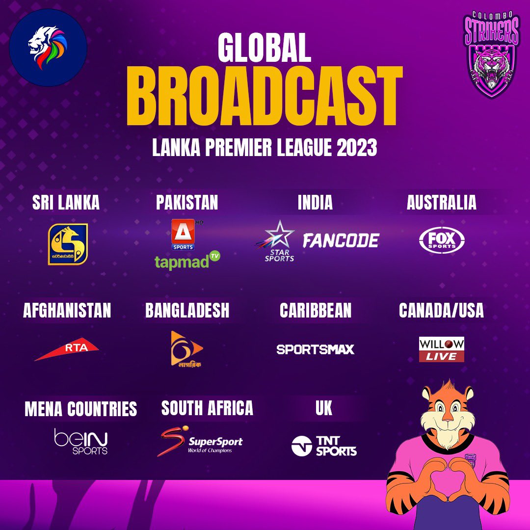 Catch all the live action of @LPLT20 starting 30th July! 💜 

#ReadyToRoar #TheBasnahiraBoys #HouseOfTigers #StrikeToConquer #ColomboStrikers #LPL2023