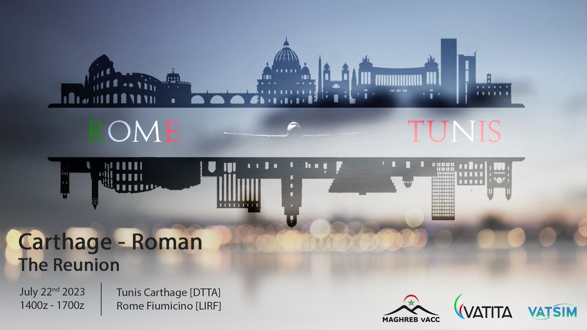 Salam #vatsim !
Today starting 1400z, come to the Carthage - Rome reunion as we connect Tunis [DTTA] and Rome [LIRF] 🤩
3h of full ATC over the Mediterranean 🔥
