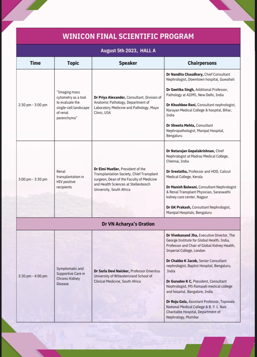 WomenNeph_india's tweet photo. 1/n 
🔊Check out #WINICON2023 program here 👇🏼

We are “hybrid”!! 

Link for registration: https://t.co/KQ2lX0gZoC

More details: https://t.co/GAVCLVktLL https://t.co/VDnE3F2881