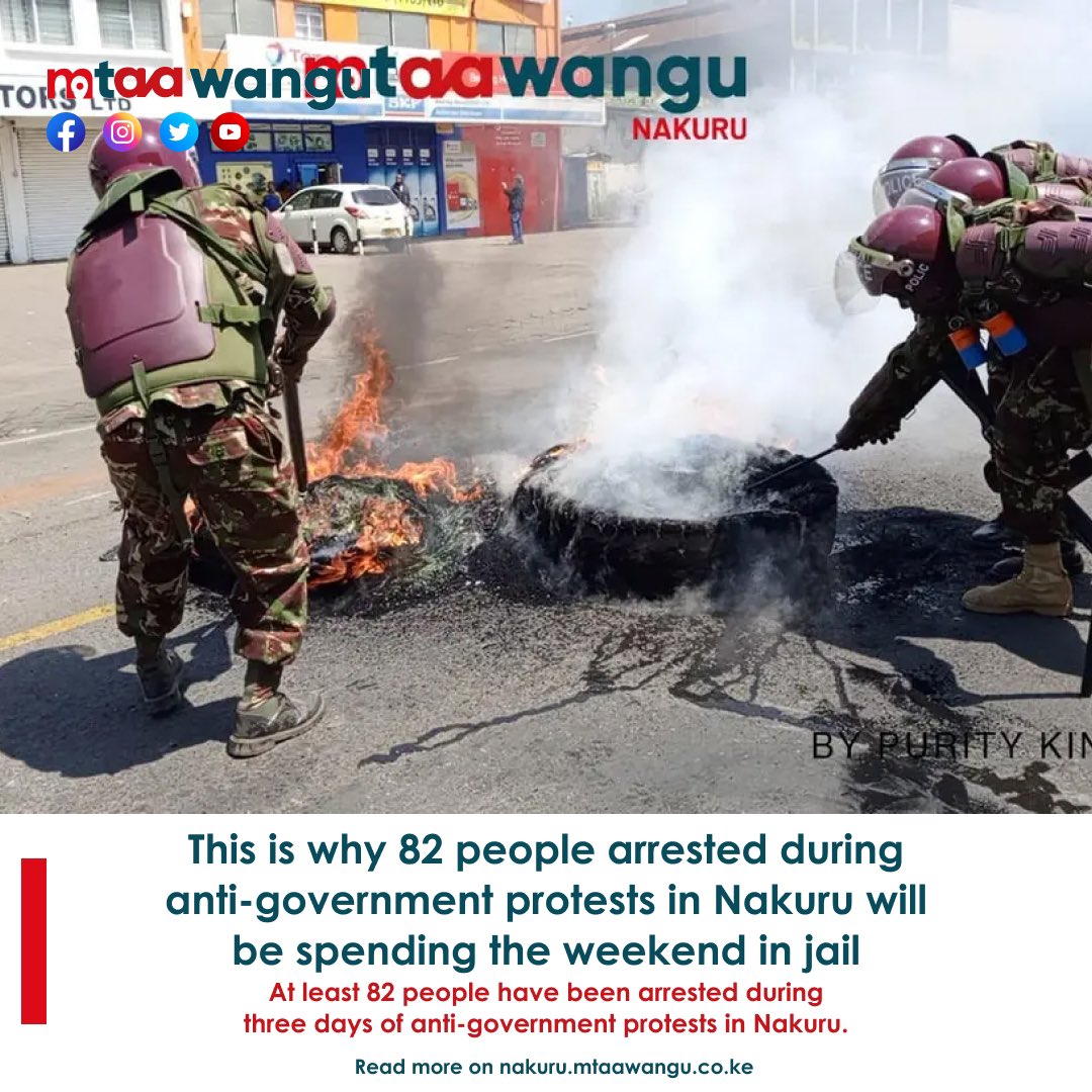 This is why 82 people arrested during anti-government protests in Nakuru will be spending the weekend in jail.
nakuru.mtaawangu.co.ke/whats-hot/this…

#Nakuru #Maandamano #MaandamanoWednesdayToFriday #NakuruYetu