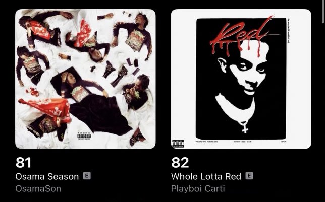 RT @therealugs: Upcoming underground prodigy rapper Osamason has surpassed Playboi Carti on the Apple Music charts https://t.co/TuWGWUR5xt